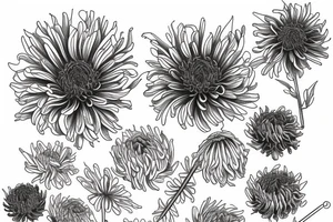 Dried chrysanthemum, with stem transition into coordinates tattoo idea