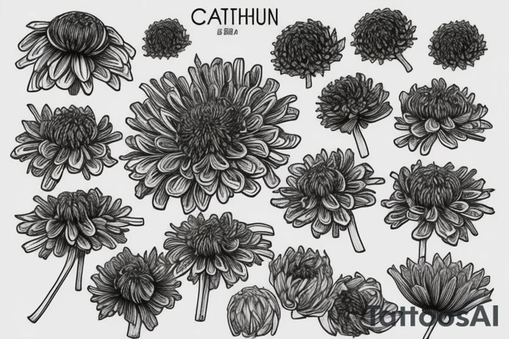 Dried chrysanthemum, with stem transition into coordinates tattoo idea