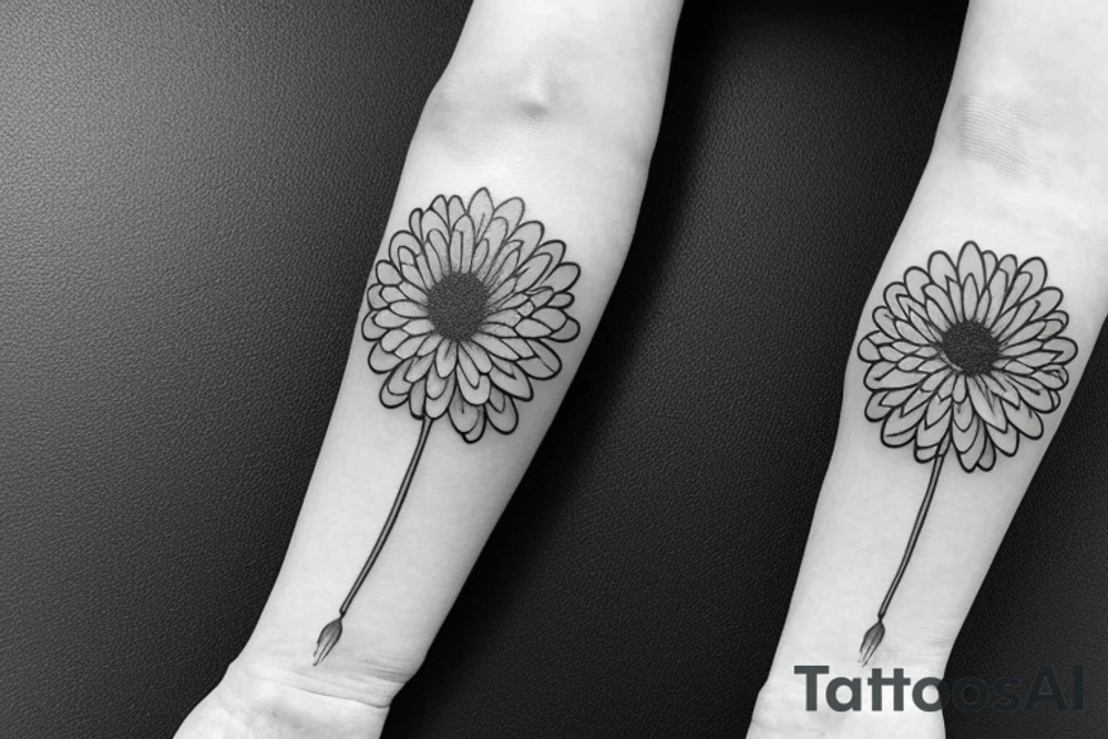 Finely detailed minimal chrysanthemum tattoo idea