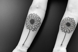 Finely detailed minimal chrysanthemum tattoo idea