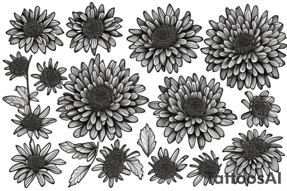 Lightly drawn chrysanthemum tattoo idea