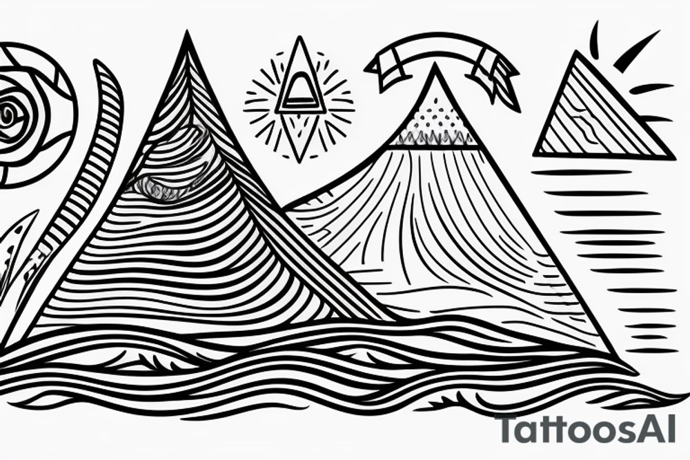 A Pyramid with waves and a ship tattoo idea
