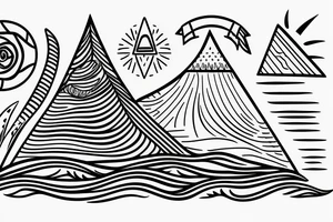 A Pyramid with waves and a ship tattoo idea