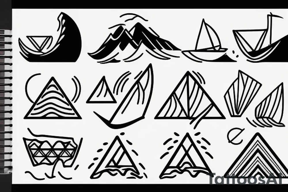 A Pyramid with waves and a ship tattoo idea