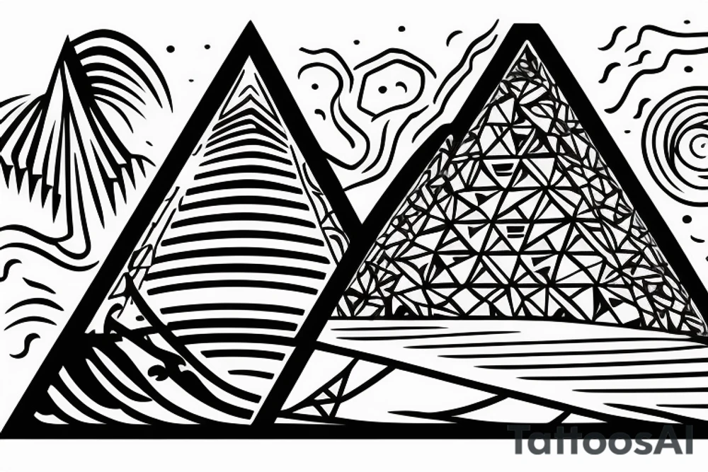 A Pyramid with waves and a ship tattoo idea