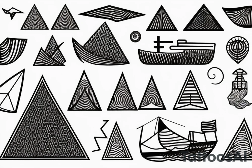 A Pyramid with waves and a ship tattoo idea