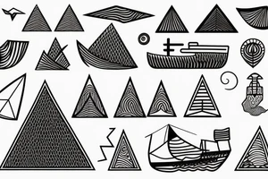 A Pyramid with waves and a ship tattoo idea