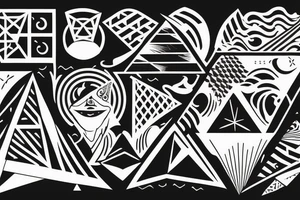 A Pyramid with waves and a ship with the bermuda triangle tattoo idea