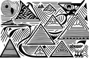 A Pyramid with waves and a ship with the bermuda triangle tattoo idea