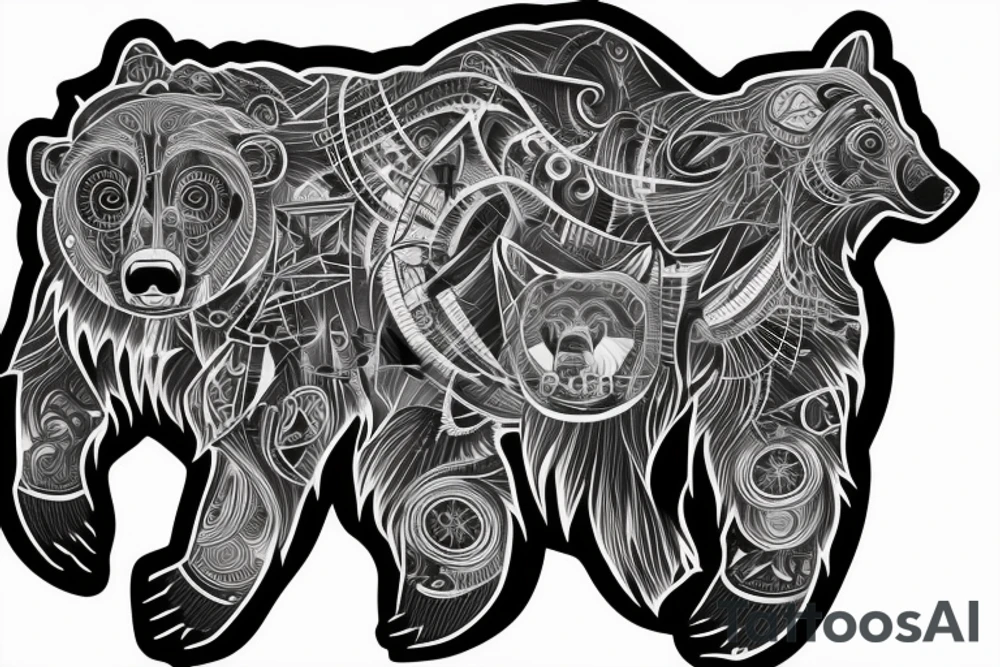 grizzly bear geometric tattoo idea
