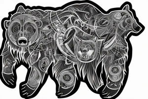 grizzly bear geometric tattoo idea