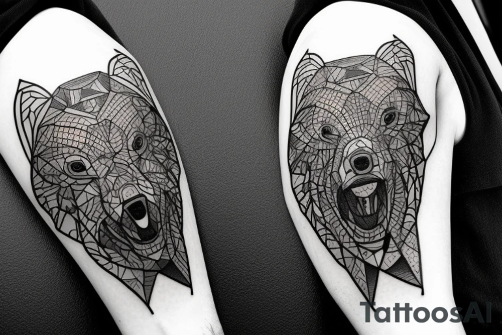 grizzly bear geometric tattoo idea