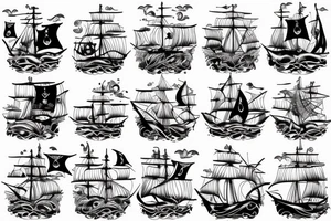 A pirate ship with waves tattoo idea