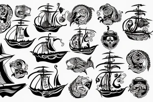 A pirate ship with waves tattoo idea