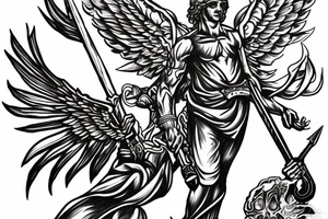 Archangel Michael slaying demons tattoo idea