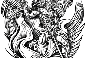Archangel Michael slaying demons tattoo idea