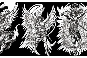 Archangel Michael slaying demons tattoo idea