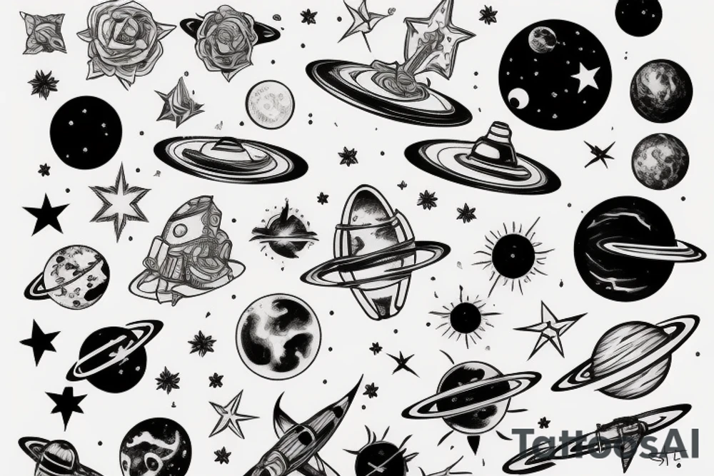 space tattoo sleeve tattoo idea
