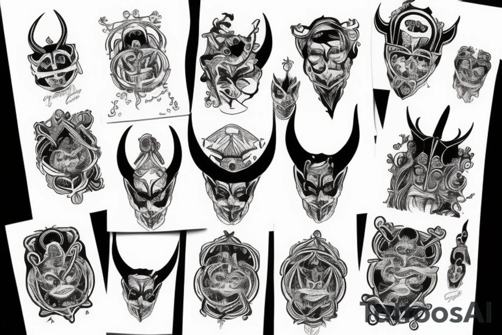 The word saint with a devil horns tattoo idea