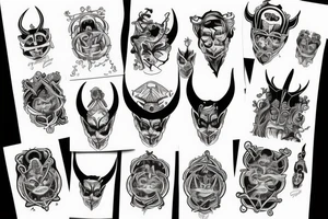 The word saint with a devil horns tattoo idea