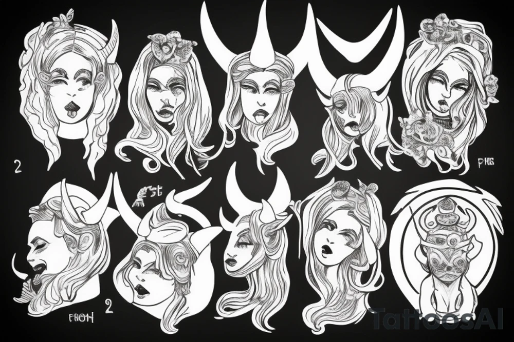 The word saint with a devil horns tattoo idea