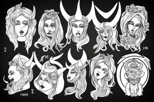 The word saint with a devil horns tattoo idea