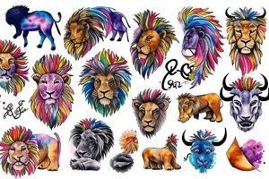bull and lion tattoo idea