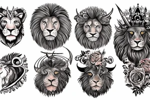 bull and lion tattoo idea