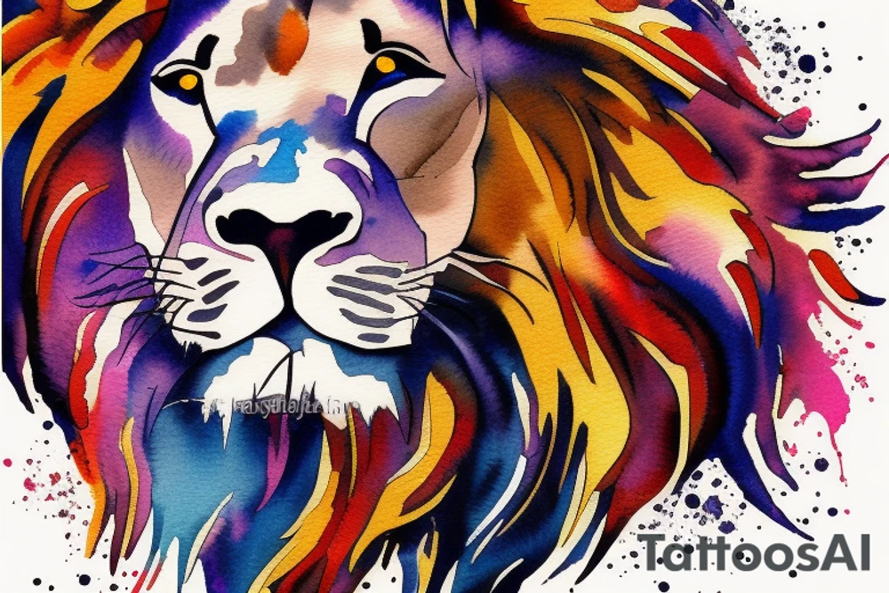 bull fights lion tattoo idea