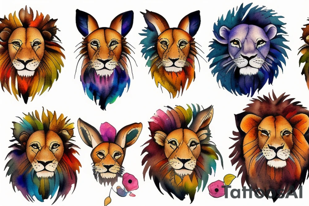 lion and hare tattoo idea