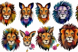 lion and hare tattoo idea
