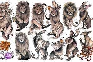 lion and hare tattoo idea