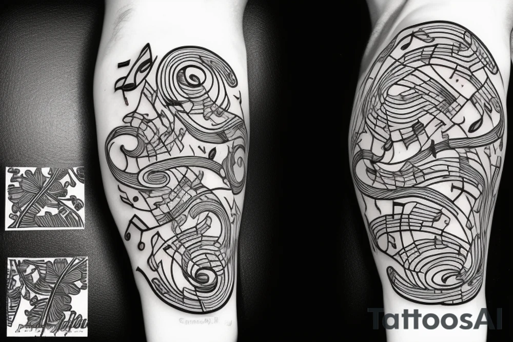 guitar with musical notes and plants tattoo idea guitar with musical notes and plants tattoo idea