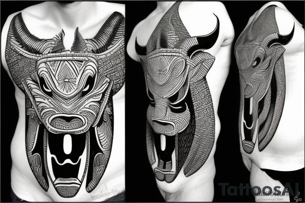 African oni mask tattoo idea