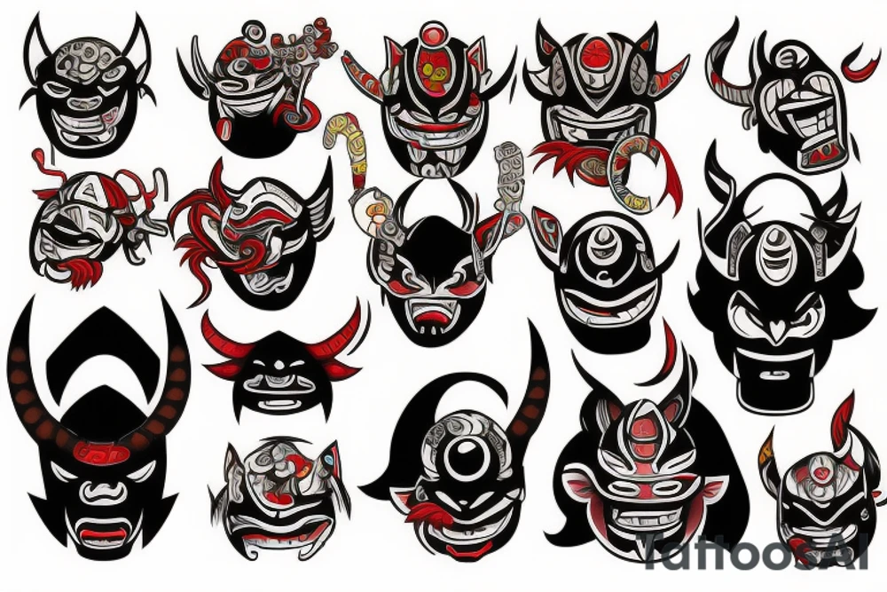 African oni mask tattoo idea