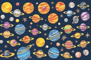 Colorful outer space with planets tattoo idea