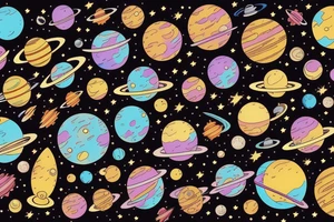 Colorful outer space with planet tattoo idea