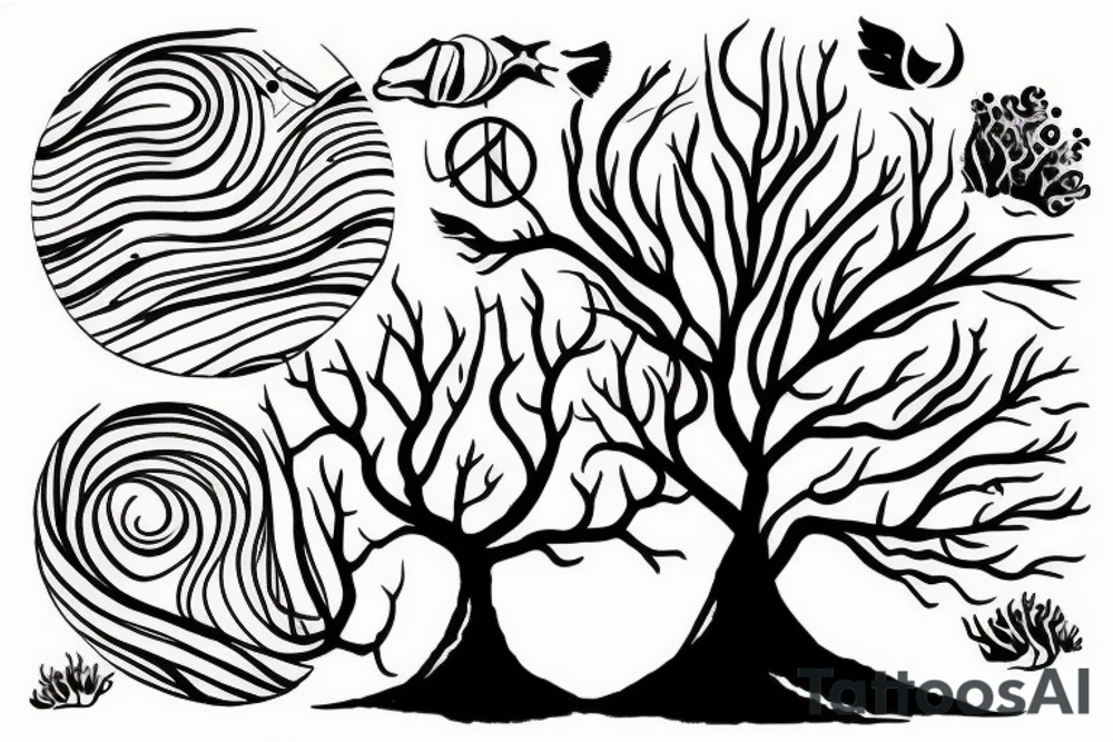 Ocean peace tree tattoo idea