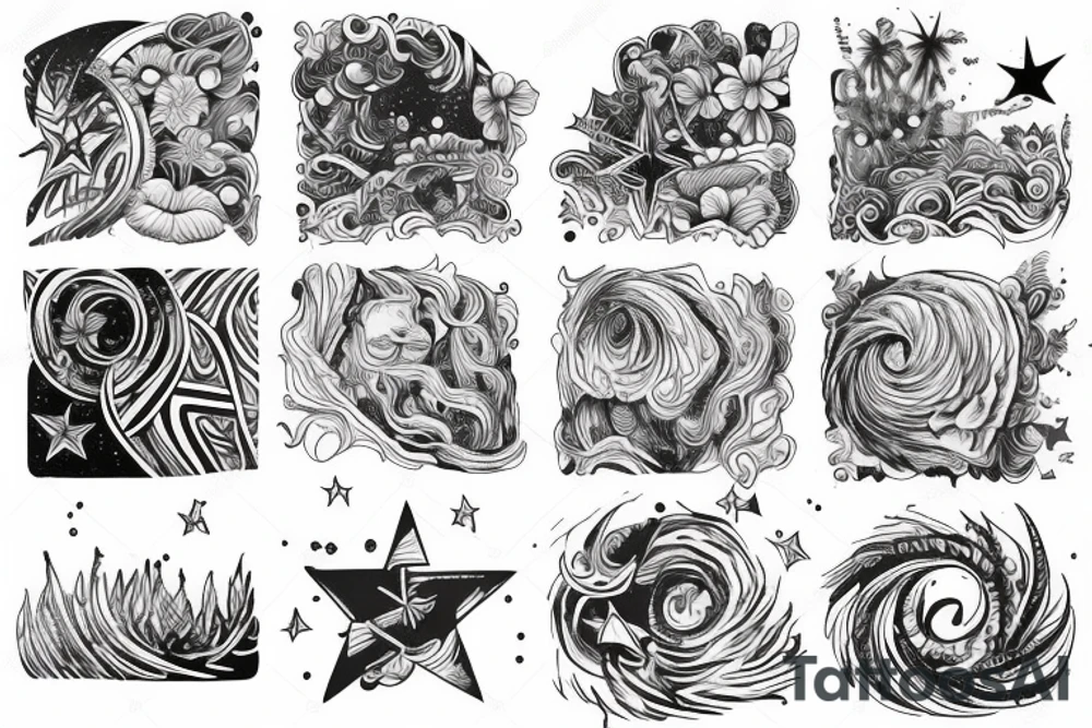 stars and waterfall arm tattoo tattoo idea