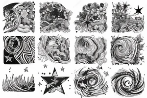 stars and waterfall arm tattoo tattoo idea