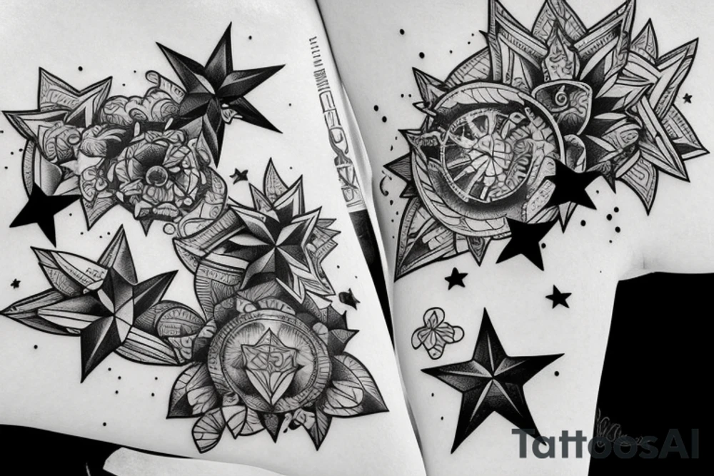 stars and waterfall arm tattoo tattoo idea