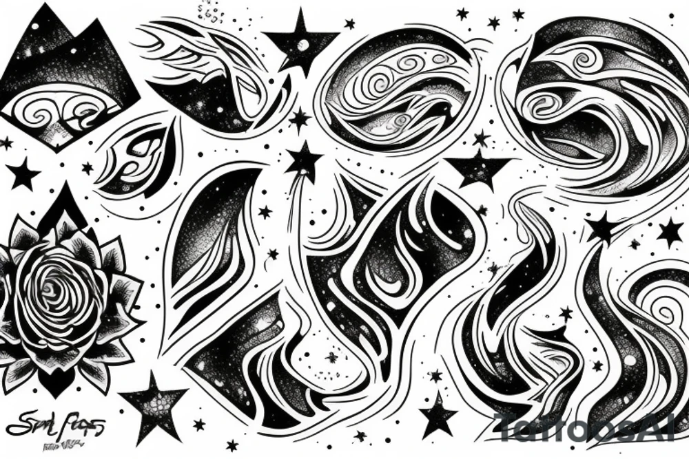 waterfall from stars tattoo idea