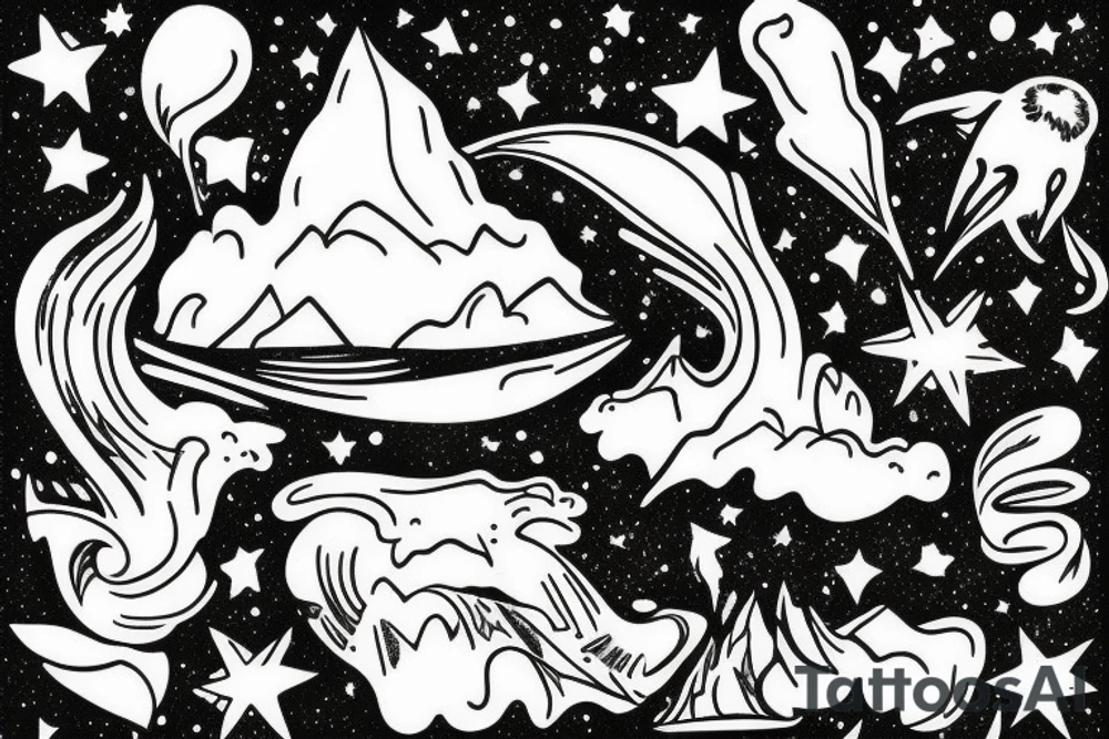 waterfall from stars tattoo idea