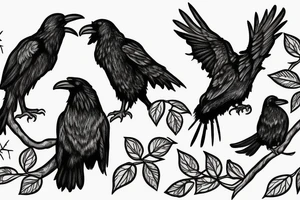 a couple of ravens in a branch tattoo idea