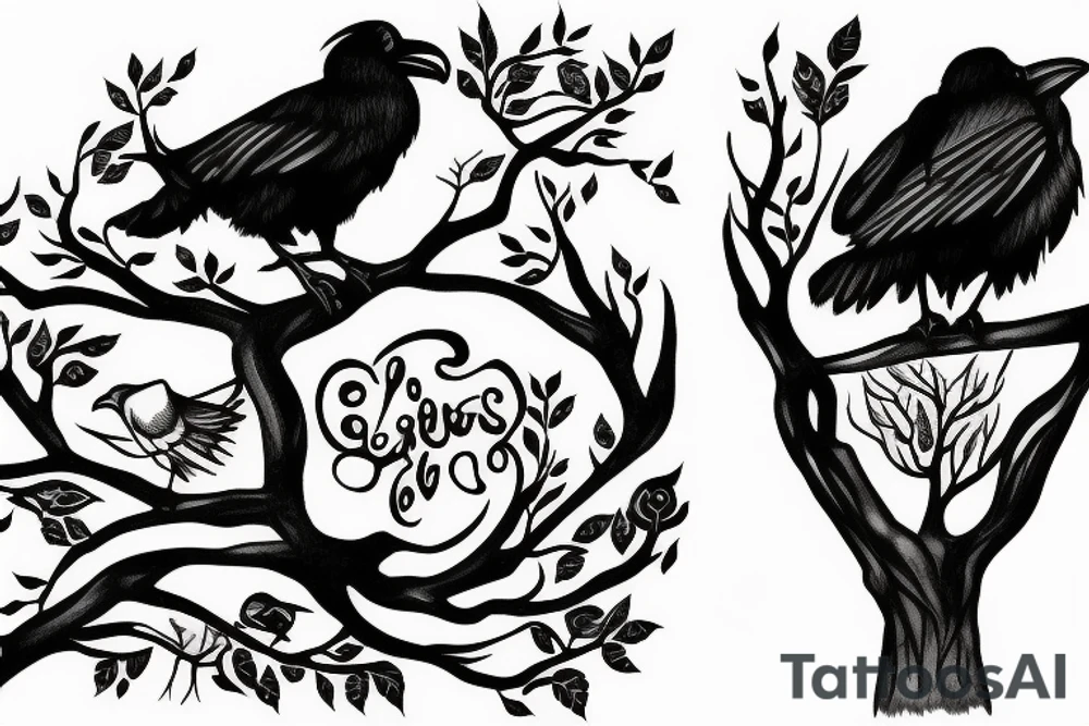 a couple of ravens in a tree tattoo idea
