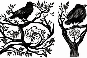 a couple of ravens in a tree tattoo idea