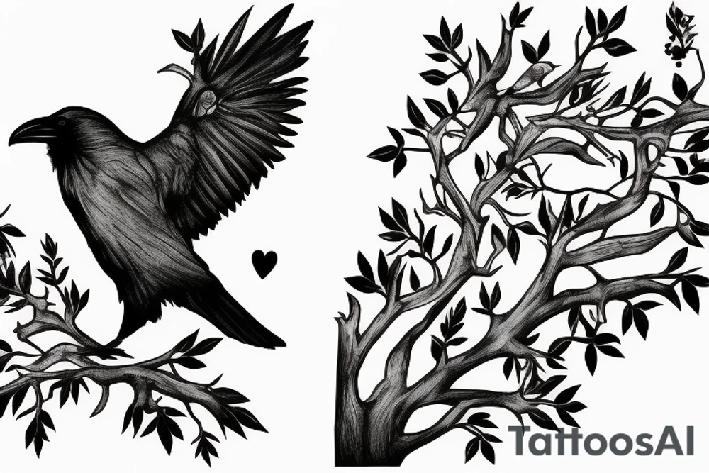 a couple of ravens in a tree tattoo idea