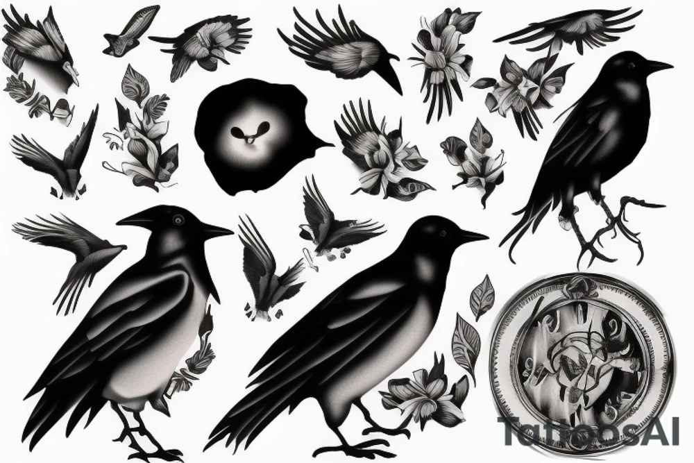 2 crowes confonted tattoo idea