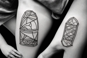 A bridge arching over an apple on the way to school tattoo idea