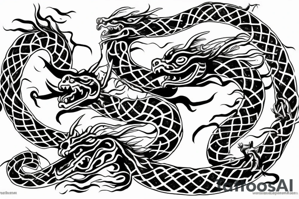 Two headed world serpent dragon with empty space in the middle for a symbol to go tattoo idea